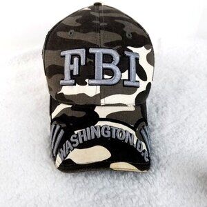FBI Hat Camo Strapback Washington DC Embroidered Adjustable Cap City Green Gray